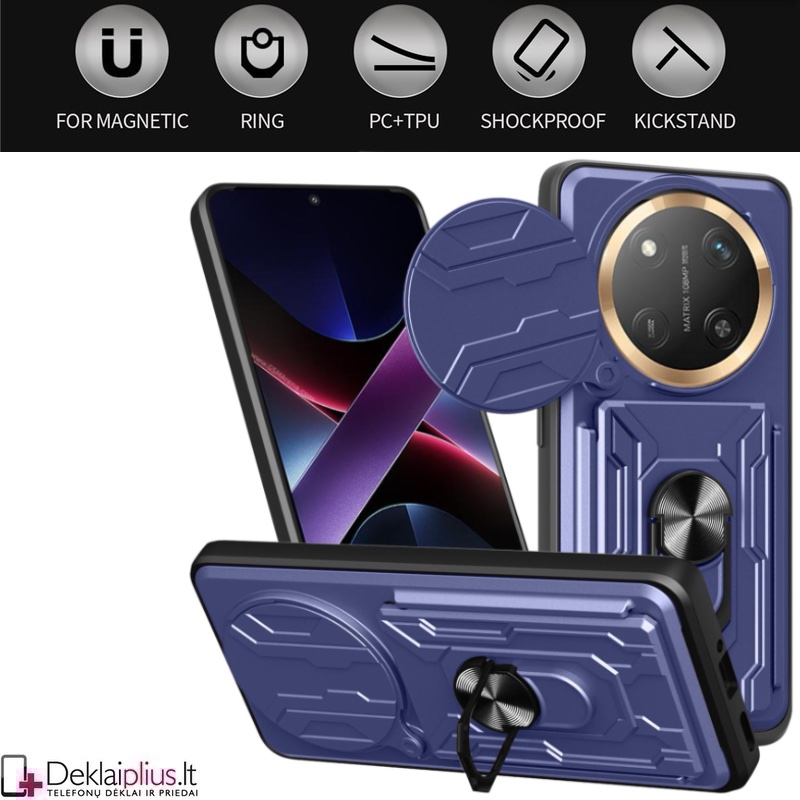 6in1 smūgiams atsparus dėklas su kortelių dėklu - mėlynas (Huawei Honor Magic 7 Lite) 6in1 smūgiams atsparus dėklas su kortelių dėklu - mėlynas (Huawei Honor Magic 7 Lite)